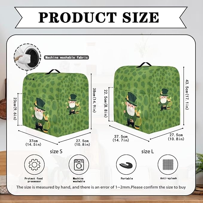 St. Patrick's Day Stand Mixer Covers Kitchen Appliance Dust Covers Protective Compatible with 6-8 Quart Kitchen Aid Stand Mixer Cartoon Gnome Mixer Cover