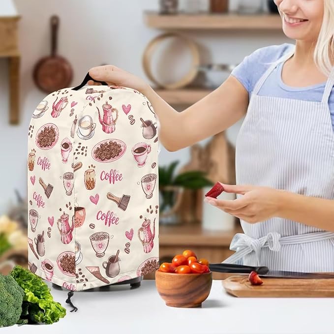 Pink Coffee Blender Cover for Kitchen Stand Mixer Food Processor Coffee Maker Appliance with Dust Cover Hood Case for Home Kitchen Indoor