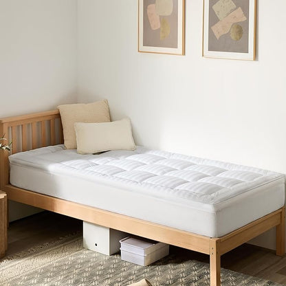 Pillow Top Thick Mattress Topper Twin XL for College Dorm Room Essentials, 100% Breathable Cotton Cover Bed Protector with 8-22" Deep Pocket (39 x 80 Inches, White)