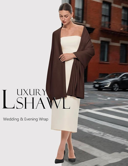 PULI Women's Pashmina Shawl Wraps for Evening Dress Large Scarf Blanket Long Wedding Bridal Winter Warm Shoulder Wrap