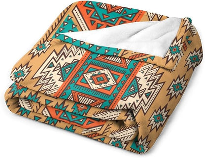 Aztec Throw Blanket, Tribal Navajo Print Native Blanket for Camping Outdoor Couch Sofa Bed 60"x80"