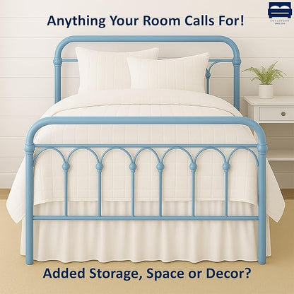 Cottingon Bed Skirt King 12" Drop with Split Corners, 100% Microfiber Soft and Stylish, Dust Ruffle with Platform, White