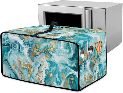 Convection Toaster Oven Dust Cover Washable Fabric Electric Appliance Protector, Easy to Clean Microwave and Convection Oven Dustproof Covers, M, Tea Gold Marble