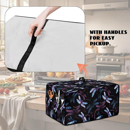 Dragonfly Print Microwave Oven Cover Dust-Proof Microwave Toaster Oven Cover Foldable Kitchen Appliance Protector Suitable for Most Microwave Ovens, L
