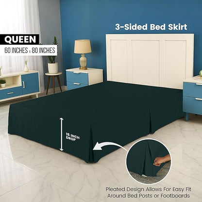 Utopia Bedding Queen Bed Skirt - Soft Quadruple Pleated Ruffle - Easy Fit with 16 Inch Tailored Drop - Hotel Quality, Shrinkage and Fade Resistant (Queen, Emerald)