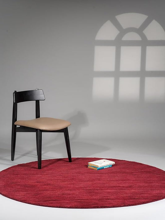Hand Knotted Loom Wool ECO-Friendly Area Rugs - 10'x10', Round, Dark Red Color, Solid Plain Design, High Pile Handmade Anti Skid Area Rugs for Living Room, Bed Room (L00111)