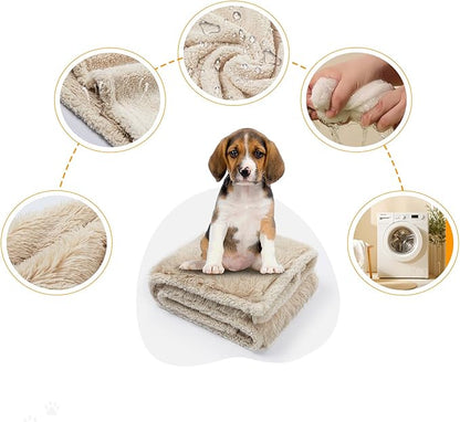 Long Faux Fur Calming Pet Blankets for Large Dogs Waterproof Cream Dog Blanket for Couch Sofa Cover Washable Puppy Bed Covers (Cream,XL-85x57in)