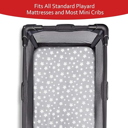 Pack and Play Sheets & Waterproof Terry Pack N Play Mattress Protector Pad Cover 4 Pack, Viscose Terry Pack N Play Sheets Set, Grey & White