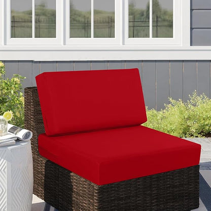 idee-home Outdoor Cushions for Patio Furniture, Outdoor Seat Cushion, Waterproof Couch Hampton Bay Deep Seat Replacement Chair Cushions for Garden Lawn Backyard Deck, 26.5 x 26.5 Red