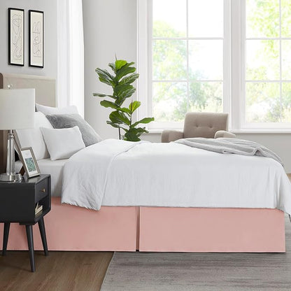 Nestl Peach Beige Full XL Bed Skirt - Full XL Size Bed Skirt 14 Inch Drop - Brushed Microfiber Bed Skirts - Hotel Quality Pleated Bed Skirt - Shrinkage & Fade Resistant