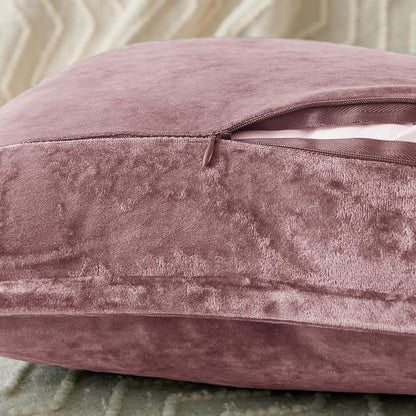 Luxurious Velvet Throw Pillow Covers 20x20 Set of 2 Decorative Pillow Covers Solid Square Cushion Case for Sofa Couch Bedroom Farmhouse, Mauve