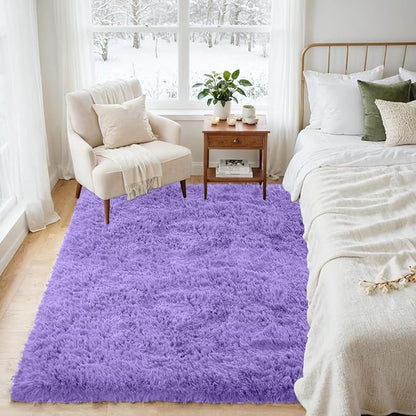 4x6 Area Rugs for Living Room Rug: Soft Fluffy Shag Purple Rugs for Bedroom, Non-Slip Large Fuzzy Plush Rug Indoor Floor Carpet for Nursery Kids Boys Girls Room, Dorms, Playroom, Modern Home Decor