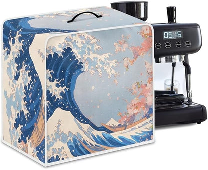 Coffee Maker Cover For Kitchen With Top Handle Waterproof Dust Appliance Cover Suitable For Most Coffee Machine Models The Great Wave off Kanagawa