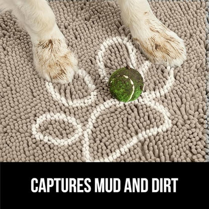 GORILLA GRIP SOAKSTOPPER Dog Door Mat, 48x30 Machine Washable Rug Absorbent Doormat Captures Moisture Mud Dirt, Quick Dry Soft Chenille Entryway Rugs Indoor Entrance Mats for Dog Paws, Beige Ivory