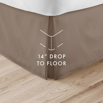 Linen Market Bed Skirt - Ultra Soft Microfiber - Easy Fit with 14 Inch Tailored Drop - Hotel Quality, Shrinkage & Fade Resistant - Bed Cover - Full Size Bed Skirts - Bedroom Décor - (Full, Taupe)