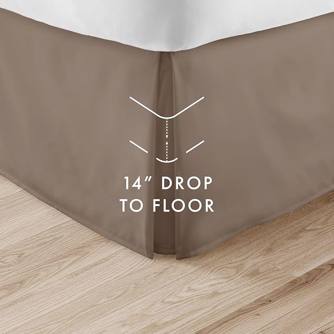 Linen Market Bed Skirt - Ultra Soft Microfiber - Easy Fit with 14 Inch Tailored Drop - Hotel Quality, Shrinkage & Fade Resistant - Bed Cover - Twin Bed Skirts - Bedroom Décor - (Twin, Taupe)