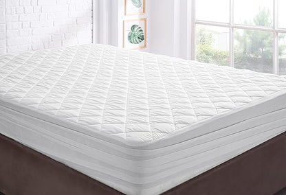 YATAS BEDDING Perle Quilted Fitted Mattress Protector, Machine Washable and Easy Care, Superior Protection and Comfort,100% Cotton Breathable top, (White, Twin XL) - 39"x79" - 14" Deep Pocket
