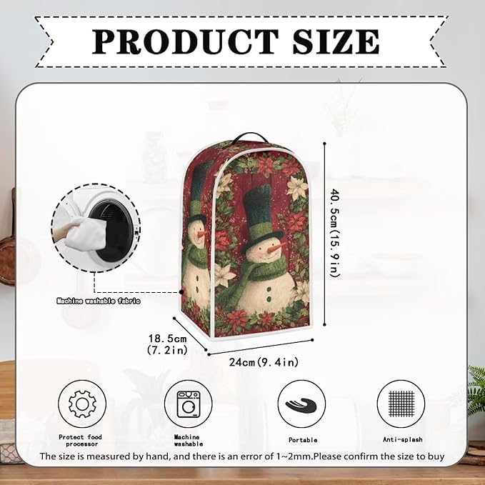 Snowman Blender Cover for Kitchen Resistance Food Processor Dust Cover with Handle Easy Clean Coffee Machine Dust Protector Covers for Kitchen Countertop Christmas Decoration