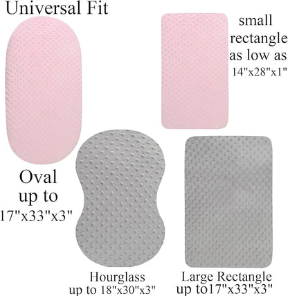 Dot Bassinet Sheet Set 2 Pack Stretch Fitted Cradle Sheets,Ultra Soft Thick Universal Fit Oval Rectangle Hourglass Pad/Mattress, for Baby Girls and Boys Grey Pink
