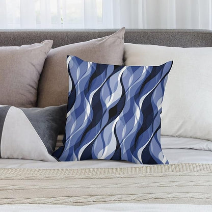 Navy Blue Throw Pillow Covers Modern Abstract Black and Blue Striped Decorations for Bedroom Living Room Farmhouse Sofa Pillows Bed Couch 18x18 Inch