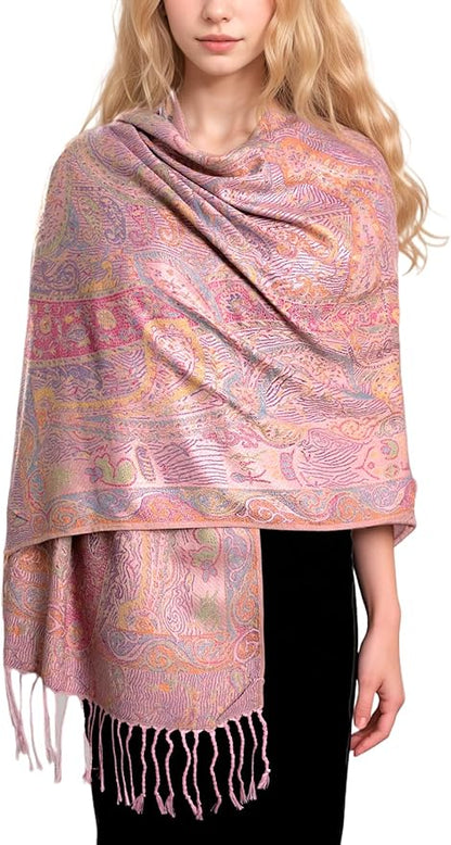 Achillea Big Paisley Pashmina Shawl Wrap for Women – Elegant Scarf for Weddings, Evening Dresses, Festivals & Daily Wear