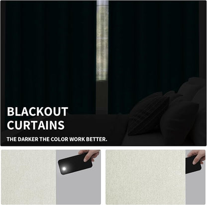 Easy-Going Linen Look Blackout Curtain Grommet Window Curtain Drapes for Bedroom, Living Room Thermal Insulated Room Darkening (2 Panels, 52x63 inch, Beige)