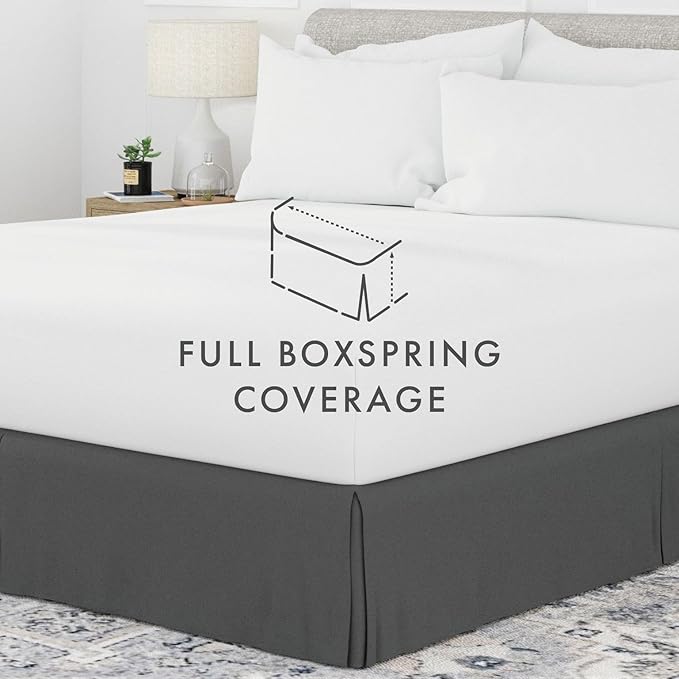 Linen Market Bed Skirt - Ultra Soft Microfiber - Easy Fit with 14 Inch Tailored Drop - Hotel Quality, Shrinkage & Fade Resistant - Bed Cover - Queen Bed Set - Bedroom Décor - (Queen, Gray)