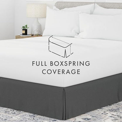 Linen Market Bed Skirt - Ultra Soft Microfiber - Easy Fit with 14 Inch Tailored Drop - Hotel Quality, Shrinkage & Fade Resistant - Bed Cover - Queen Bed Set - Bedroom Décor - (Queen, Gray)
