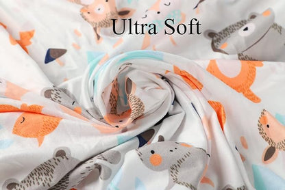 Pack n Play Sheet Stretchy Fitted Portable Mini Crib Sheets Set 3 Pack,Playard Sheets Convertible Playard Mattress Cover,Ultra Soft Jersey Material,Elephant Tiger,Fox & Grey
