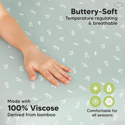 Pack and Play Sheets Fitted - 2-Pack Mini Crib Sheets for Pack N Play Mattress 38x26, Soft & Cozy, Neutral Toddler Playard Bedding, Snug Fitted Mini Baby Crib Mattress Cover Boy, Girl (Prairie)