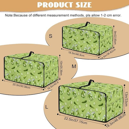 Toaster Oven Dust Cover with Storage Pockets, Dust-Proof Kitchen Appliance Protector for Small Appliances Convection Ovens, L, 18.5 x 22.5 x 13 Inches, Cucumber Print Green