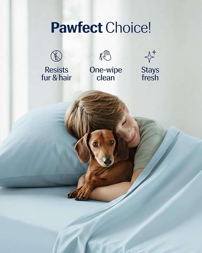 REST® Evercool®+ Starter Sheet Set, Twin, Light Blue, Breathable Bed Sheets for Hot Sleeper and Night Sweats, with Pillowcases, Ionic+ Self-Cleaning Silver Yarn for Sensitive Skin, 3PCS No Flat Sheet
