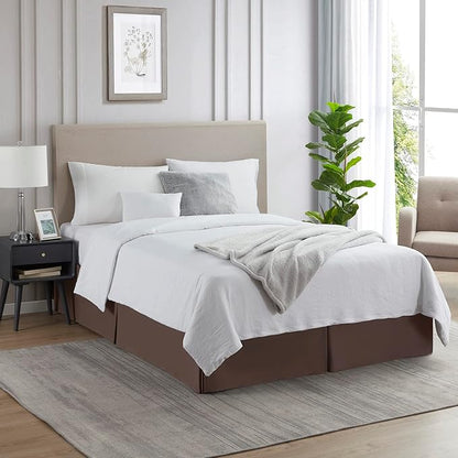 Nestl Dark Brown Full XL Bed Skirt - Full XL Size Bed Skirt 14 Inch Drop - Brushed Microfiber Bed Skirts - Hotel Quality Pleated Bed Skirt - Shrinkage & Fade Resistant