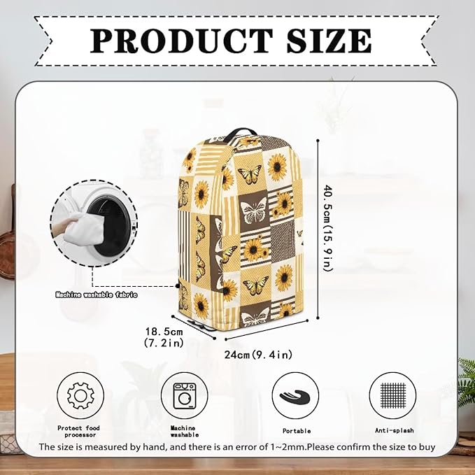 Plaid Butterfly Sunflower Blender Covers Food Processor Juicer Appliance Cover Waterproof Fabric Kitchen Appliance Covers Fits Most Models