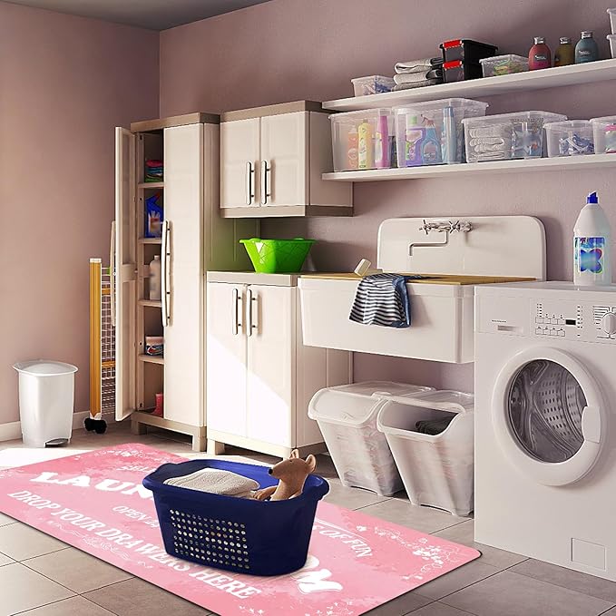 Zoke Laundry Room Rug Runner Stylish Non-Slip Laundry Room Mat 20"x47", Versatile, Waterproof Runner for Laundry, Kitchen, and Bathroom, Mudroom Decor and Farmhouse Charm