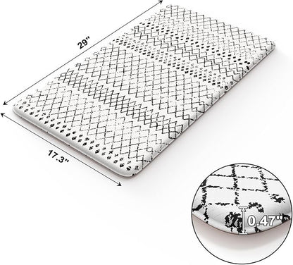 KIMODE Anti Fatigue Kitchen Mats for Floor,17.3" x 29" Black and White Cushioned Kitchen Rugs,Non-Slip Waterproof Wipe Clean Kitchen Sink Standing Mat for Corner Sink,Kitchen Floor