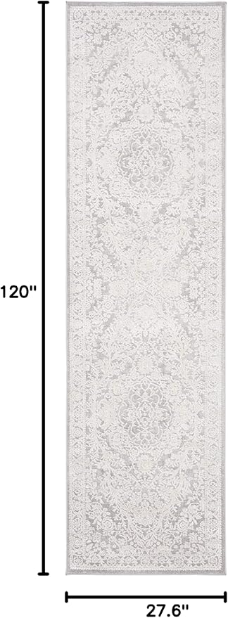 SAFAVIEH Reflection Collection Runner Rug - 2'3" x 10', Light Grey & Cream, Non-Shedding & Easy Cleaning, Ideal for Living Room, Bedroom (RFT668G)