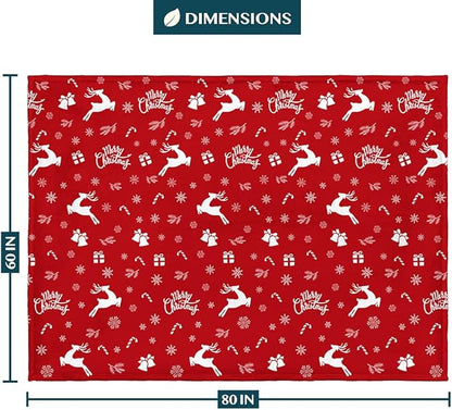 PAVILIA Premium Christmas Sherpa Throw Blanket | Christmas Decoration Gift, Fleece, Plush, Warm, Cozy Reversible Microfiber Holiday Blanket | Red Reindeer - 60x80 Twin