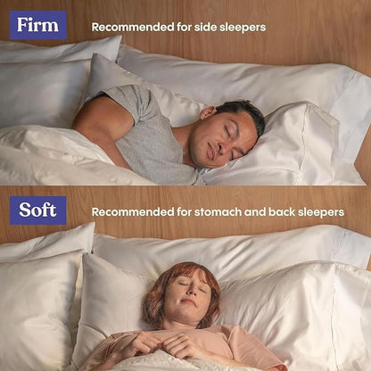 FluffCo Zen Fluff Pillows - Down Alternative - Standard/Queen Bed Pillow for Sleeping Made in USA - Luxury Hotel-Quality Pillow - Gift for Home - 100% Cotton, 300 Thread Count (Queen Size 1 Pack)