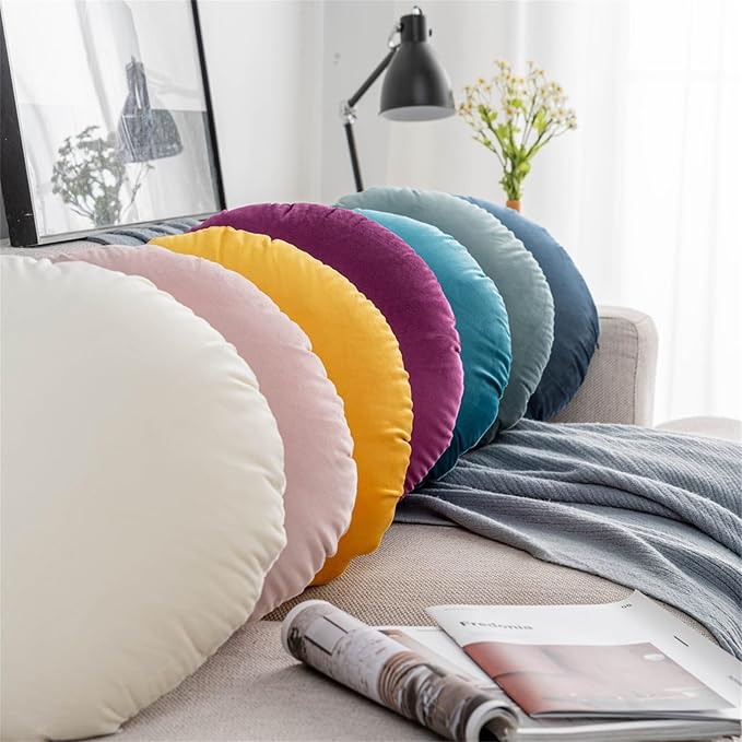 MOJUN Round Throw Pillow, 20" Cute Soft Round Seating Cushions Pillow Meditation Pillow Home Decorative Floor Pillows Cushions for Couch Sofa Car Living Room Bed, Light Coffee