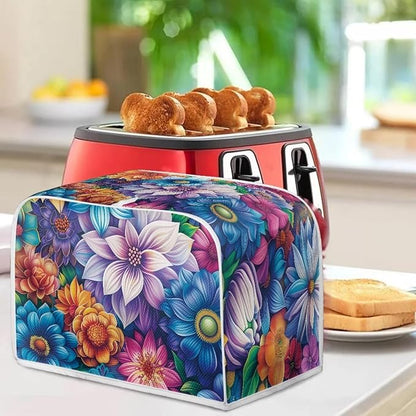Bright Blossoms Kitchen Blender Cover Toaster Cover Boho Mandala Floral 4 Slice Washable Kitchen Accessories Small Appliance Protector Covers
