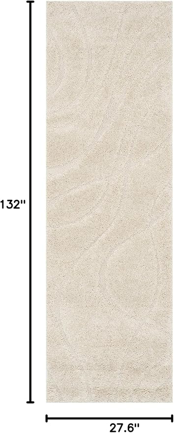 SAFAVIEH Florida Shag Collection Runner Rug - 2'3" x 11', Creme & Creme, Non-Shedding & Easy Care, 1.2-inch Thick Ideal for High Traffic Areas in Living Room, Bedroom (SG471-1111)