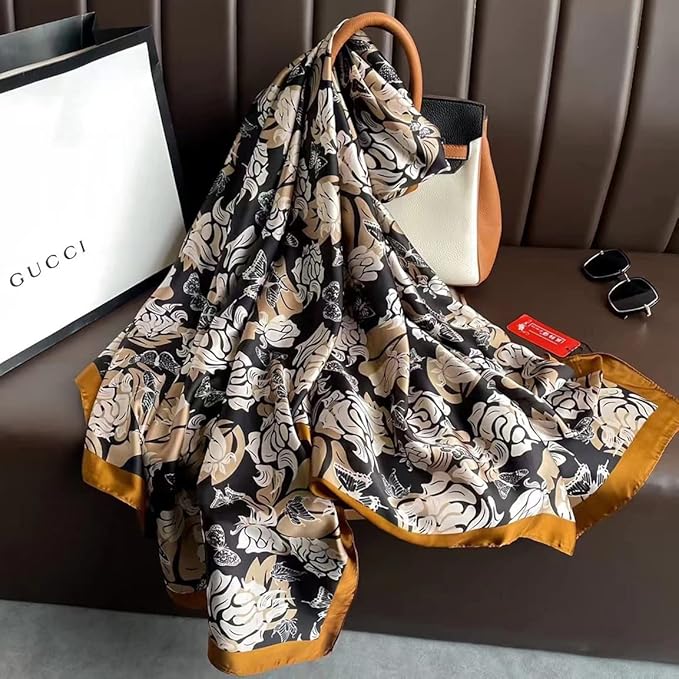 Fashion Scarves Scarf 100% Silk Feeling Scarf Silk Like Scarves Long Lightweight Sunscreen Shawls for Women