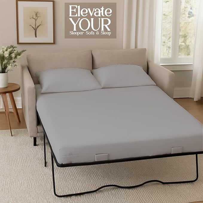 Sleeper Sofa 4 Piece Bed Sheet Set Premium Quality 100% Cotton 500 Thread Count, Smooth & Super Soft Sateen Weave, Extra Soft Bed Sheets, Wrinkle Free, 8 Inch Deep Pocket (Full, Silver)