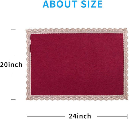 MINJIATEX Couch arm Covers,Non-Slip lace Sofa arm Covers Set of 2 Washable Sofa armrests Covers for Living Room Recliner Chair arm Cover Protectors for Leather Sofa armrest slipcover (GYDF-RED)
