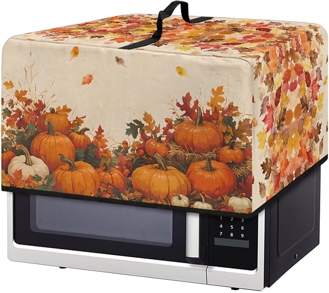 Microwave Oven Dust Cover, Thanksgiving Pumpkin Polyester Dust Cover for Microwave Oven for Most Microwaves Oven Cloth Covers Waterproof Microwaves Dusts Covers Anti-Scratch