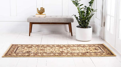 Unique Loom Voyage Collection Traditional Oriental Classic Intricate Design Area Rug (2' 2 x 6' 0 Runner, Ivory/Gold)