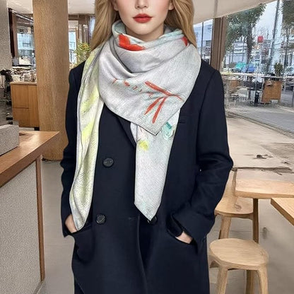 Artist Oil Painting Wraps 51"x51" Cashmere-Soft Art Pashmina Luxury Rolled Hem Women Large Travel Blanket Shawl