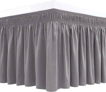 Biscaynebay Wrap Around Bed Skirts for King & Cal King Beds 19" Long Drop, Silver Grey Adjustable Elastic Dust Ruffles Easy Fit Wrinkle & Fade Resistant Silky Luxurious Fabric Solid Machine Washable