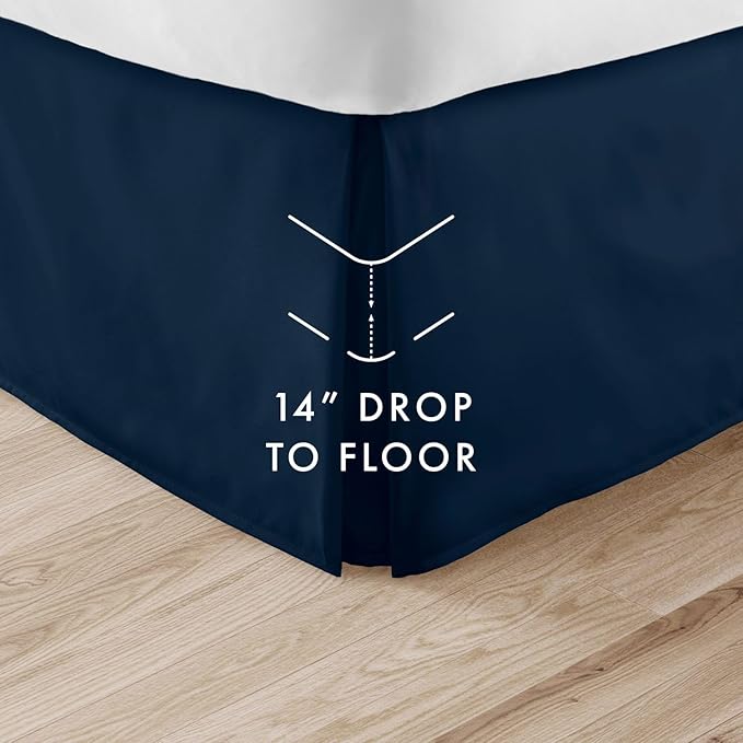 Linen Market Bed Skirt - Ultra Soft Microfiber - Easy Fit with 14 Inch Tailored Drop - Hotel Quality, Shrinkage & Fade Resistant - Bed Cover - Full Size Bed Skirts - Bedroom Décor - (Full, Navy)